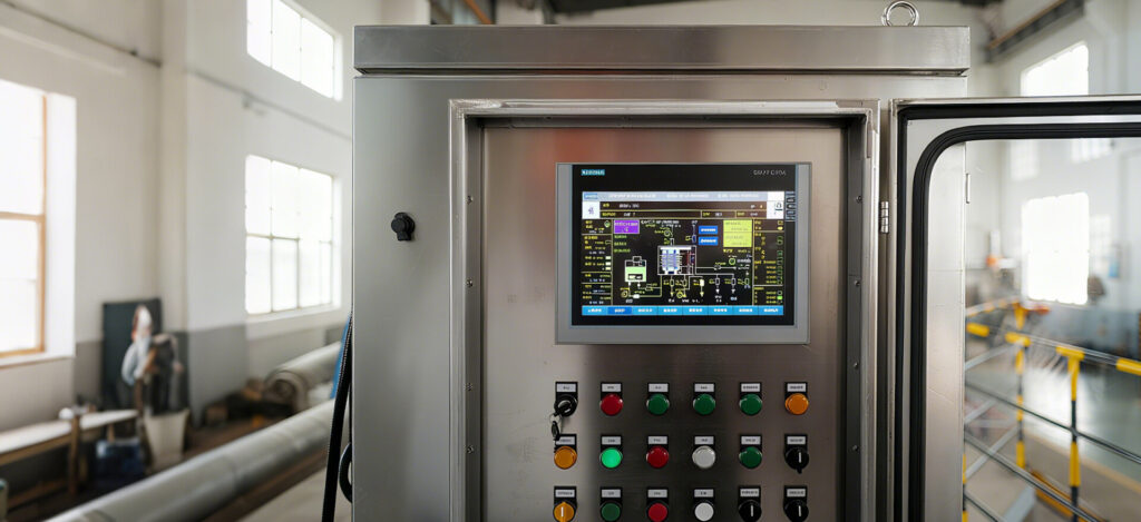 Touchscreen control panel for the pressure filter