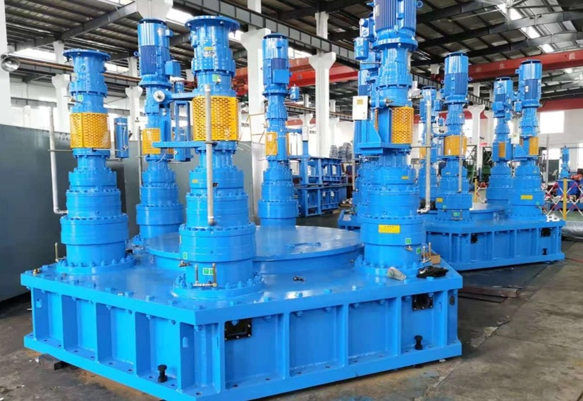Blue Industrial Thickener Drive Units in Factory Warehouse