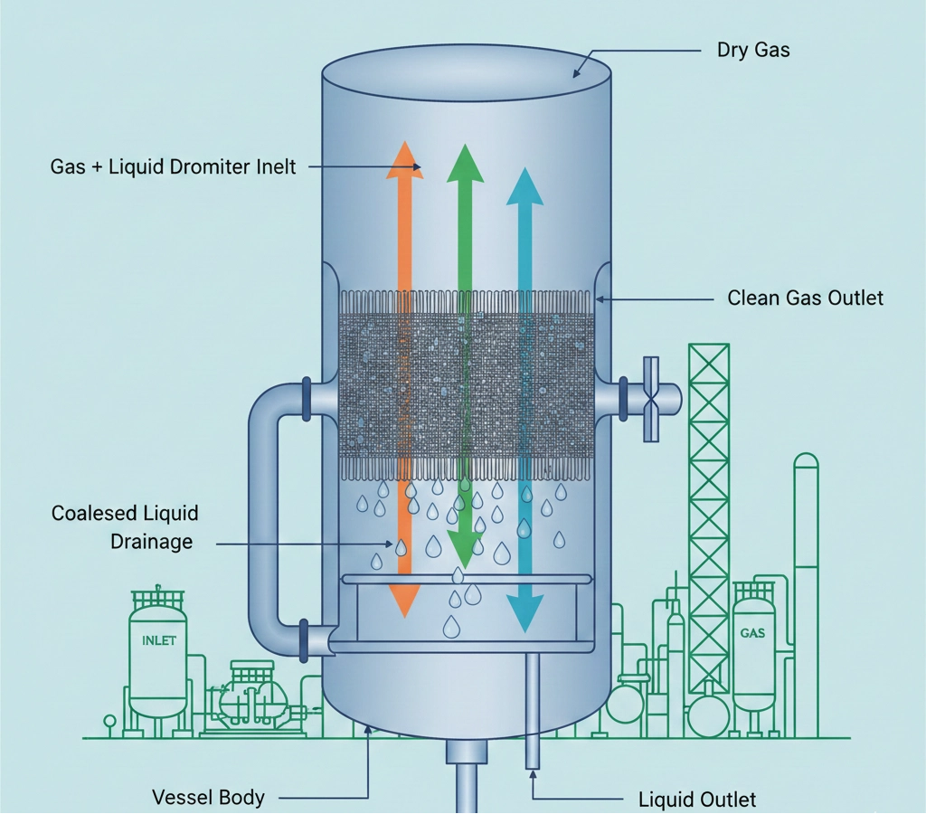 The working principle of Wire Mesh Demister