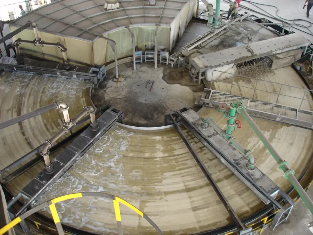 Top view of the rotary table vacuum filter