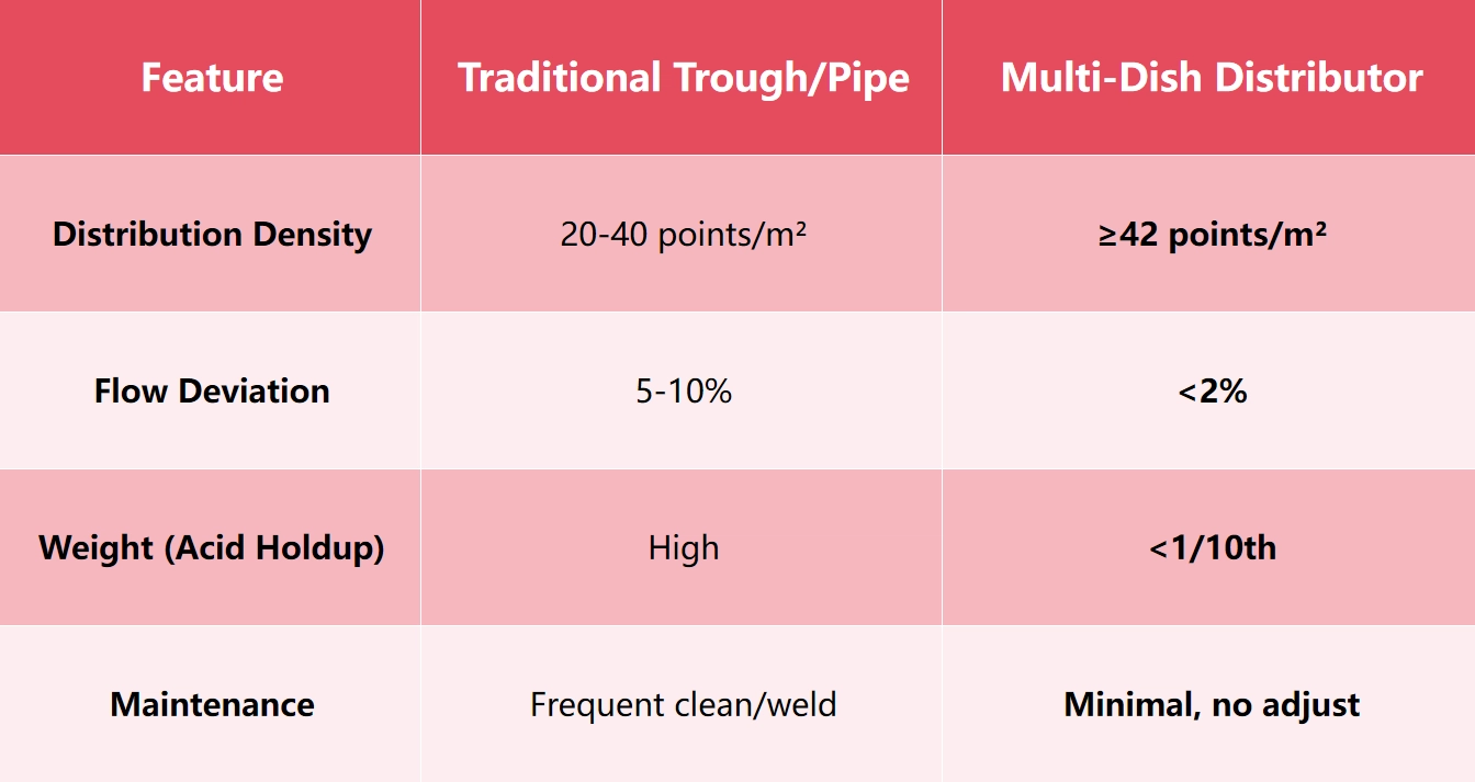 Traditional Trough distributor vs. Multi-dish distributor